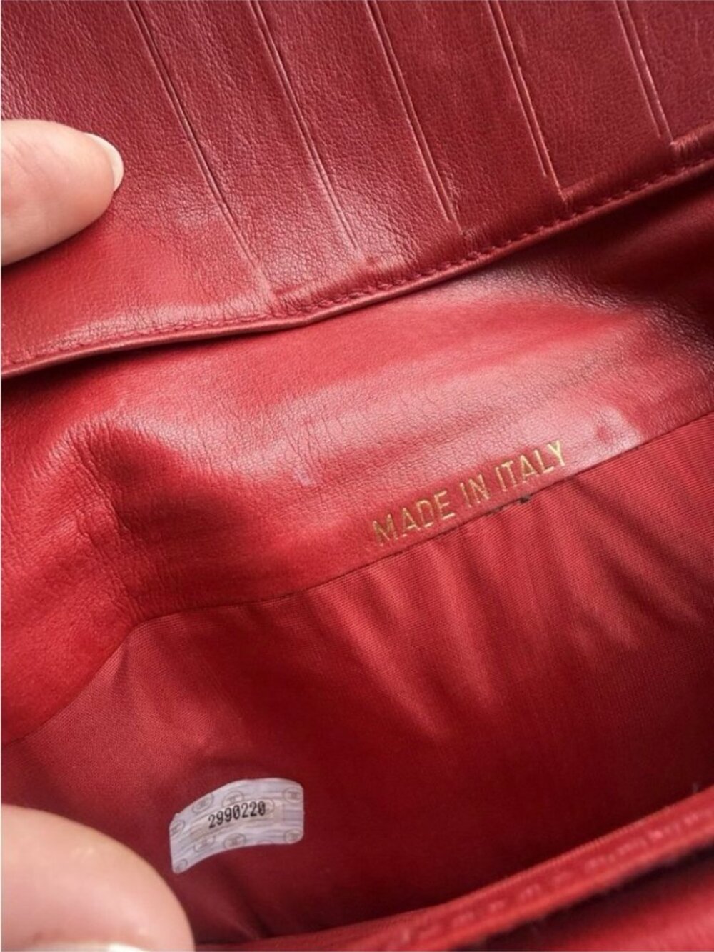 CHANEL Vtg Authentic Red Caviar Leather Long Wallet with Embossed CC - Picture 9 of 12